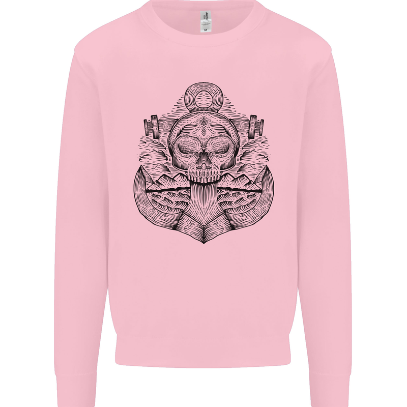 Anchor Skull Sailor Sailing Captain Pirate Ship Mens Sweatshirt Jumper Light Pink