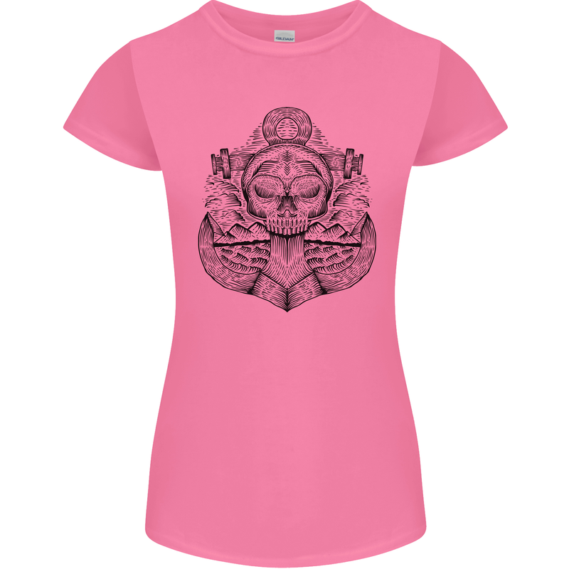 Anchor Skull Sailor Sailing Captain Pirate Ship Womens Petite Cut T-Shirt Azalea