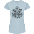 Anchor Skull Sailor Sailing Captain Pirate Ship Womens Petite Cut T-Shirt Light Blue