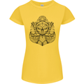 Anchor Skull Sailor Sailing Captain Pirate Ship Womens Petite Cut T-Shirt Yellow