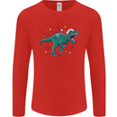 Angry Christmas T-Rex Xmas Dinosaur Mens Long Sleeve T-Shirt Red
