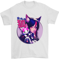 Anime Cat Girl Mens T-Shirt 100% Cotton White