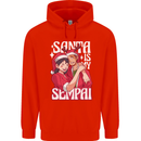 Anime Santa is My Sempai Funny Christmas Xmas Mens 80% Cotton Hoodie Bright Red