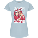 Anime Santa is My Sempai Funny Christmas Xmas Womens Petite Cut T-Shirt Light Blue