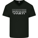 Anxiety Music Musical Notes Piano Guitar Mens V-Neck Cotton T-Shirt Black
