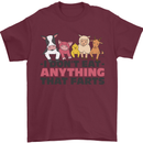 Anything That Farts Funny Vegan Vegetarian Mens T-Shirt 100% Cotton Maroon