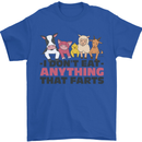 Anything That Farts Funny Vegan Vegetarian Mens T-Shirt 100% Cotton Royal Blue