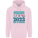 Arriving 2023 New Baby Pregnancy Pregnant Childrens Kids Hoodie Light Pink