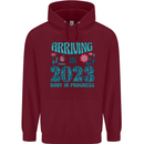 Arriving 2023 New Baby Pregnancy Pregnant Childrens Kids Hoodie Maroon