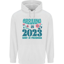 Arriving 2023 New Baby Pregnancy Pregnant Childrens Kids Hoodie White