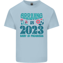 Arriving 2023 New Baby Pregnancy Pregnant Kids T-Shirt Childrens Light Blue