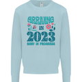 Arriving 2023 New Baby Pregnancy Pregnant Mens Sweatshirt Jumper Light Blue