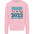 Arriving 2023 New Baby Pregnancy Pregnant Mens Sweatshirt Jumper Light Pink