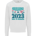 Arriving 2023 New Baby Pregnancy Pregnant Mens Sweatshirt Jumper White