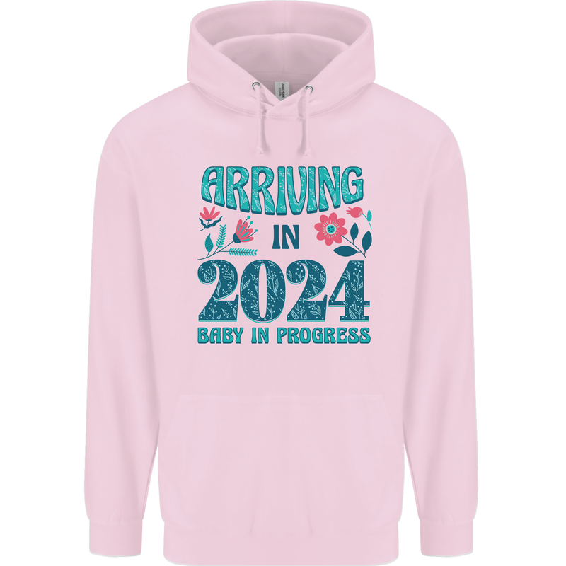 Arriving 2024 New Baby Pregnancy Pregnant Childrens Kids Hoodie Light Pink