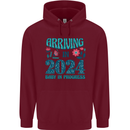 Arriving 2024 New Baby Pregnancy Pregnant Childrens Kids Hoodie Maroon