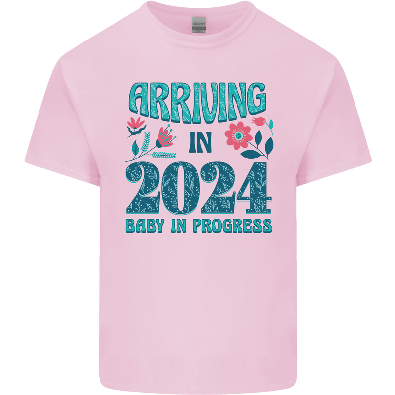 Arriving 2024 New Baby Pregnancy Pregnant Kids T-Shirt Childrens Light Pink