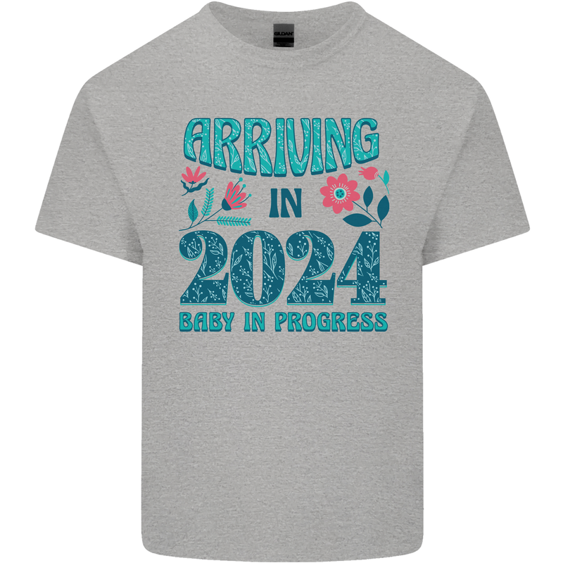 Arriving 2024 New Baby Pregnancy Pregnant Kids T-Shirt Childrens Sports Grey