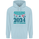 Arriving 2024 New Baby Pregnancy Pregnant Mens 80% Cotton Hoodie Light Blue