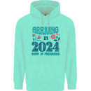 Arriving 2024 New Baby Pregnancy Pregnant Mens 80% Cotton Hoodie Peppermint