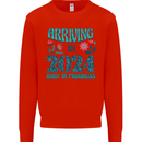 Arriving 2024 New Baby Pregnancy Pregnant Mens Sweatshirt Jumper Bright Red