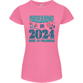 Arriving 2024 New Baby Pregnancy Pregnant Womens Petite Cut T-Shirt Azalea