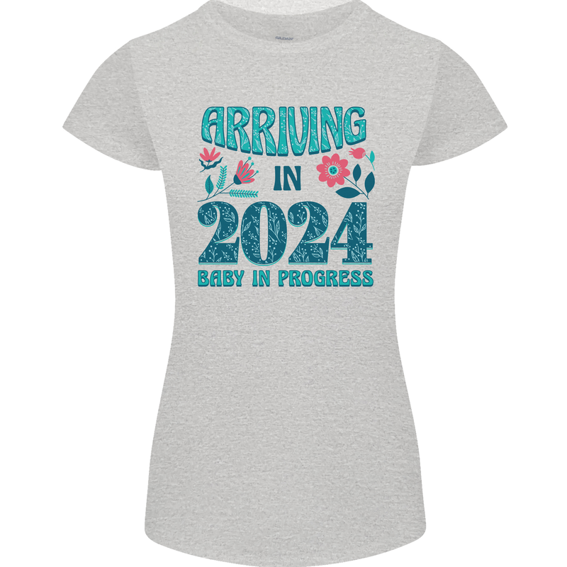 Arriving 2024 New Baby Pregnancy Pregnant Womens Petite Cut T-Shirt Sports Grey