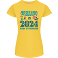 Arriving 2024 New Baby Pregnancy Pregnant Womens Petite Cut T-Shirt Yellow