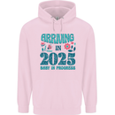 Arriving 2025 New Baby Pregnancy Pregnant Mens 80% Cotton Hoodie Light Pink