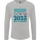 Arriving 2025 New Baby Pregnancy Pregnant Mens Long Sleeve T-Shirt Sports Grey