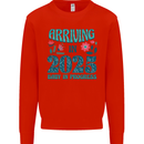 Arriving 2025 New Baby Pregnancy Pregnant Mens Sweatshirt Jumper Bright Red