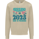 Arriving 2025 New Baby Pregnancy Pregnant Mens Sweatshirt Jumper Sand