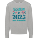 Arriving 2025 New Baby Pregnancy Pregnant Mens Sweatshirt Jumper Sports Grey