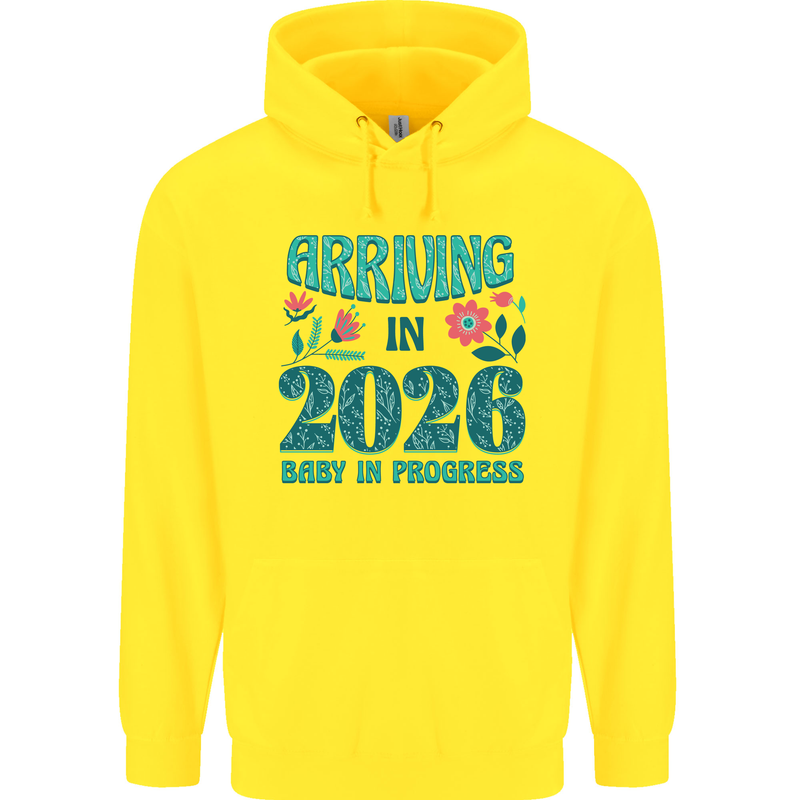 Arriving 2026 New Baby Pregnancy Pregnant Childrens Kids Hoodie Yellow