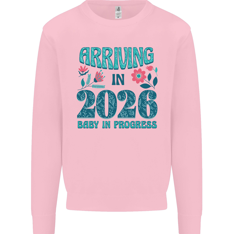 Arriving 2026 New Baby Pregnancy Pregnant Kids Sweatshirt Jumper Light Pink