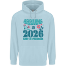 Arriving 2026 New Baby Pregnancy Pregnant Mens 80% Cotton Hoodie Light Blue