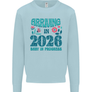 Arriving 2026 New Baby Pregnancy Pregnant Mens Sweatshirt Jumper Light Blue