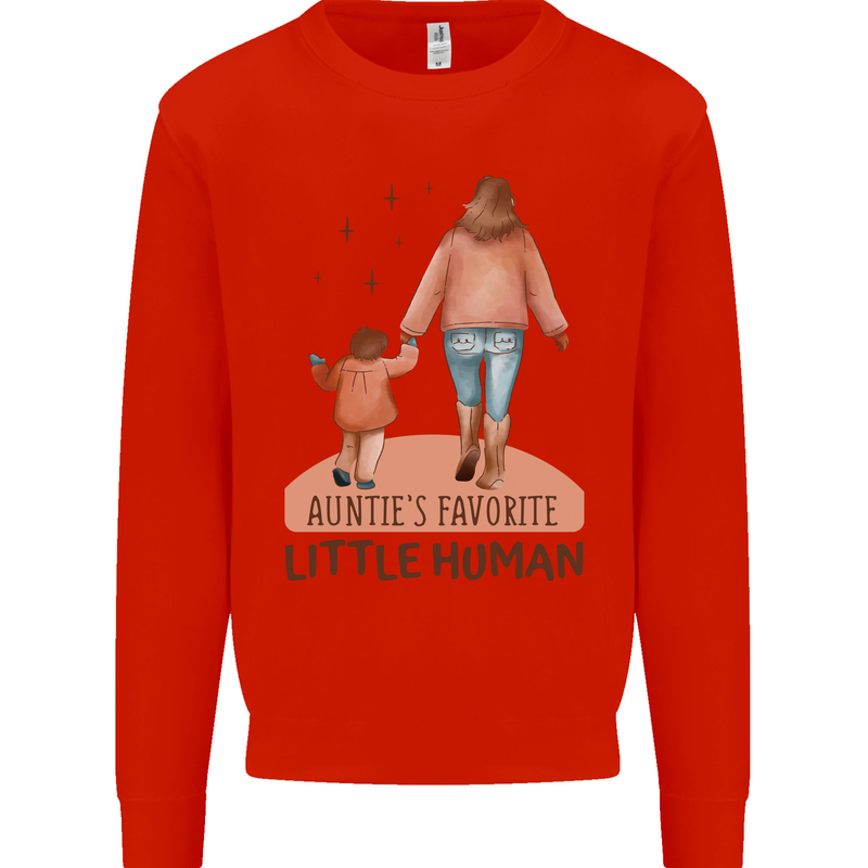 Aunties Favourite Human Funny Niece Nephew Kids Sweatshirt Jumper Bright Red