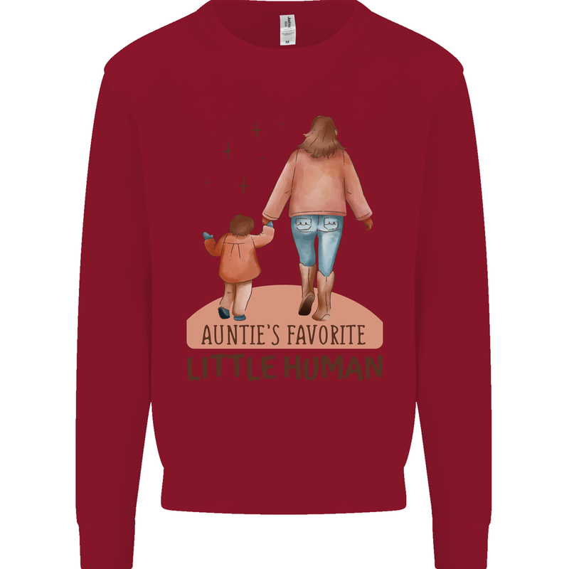 Aunties Favourite Human Funny Niece Nephew Kids Sweatshirt Jumper Red