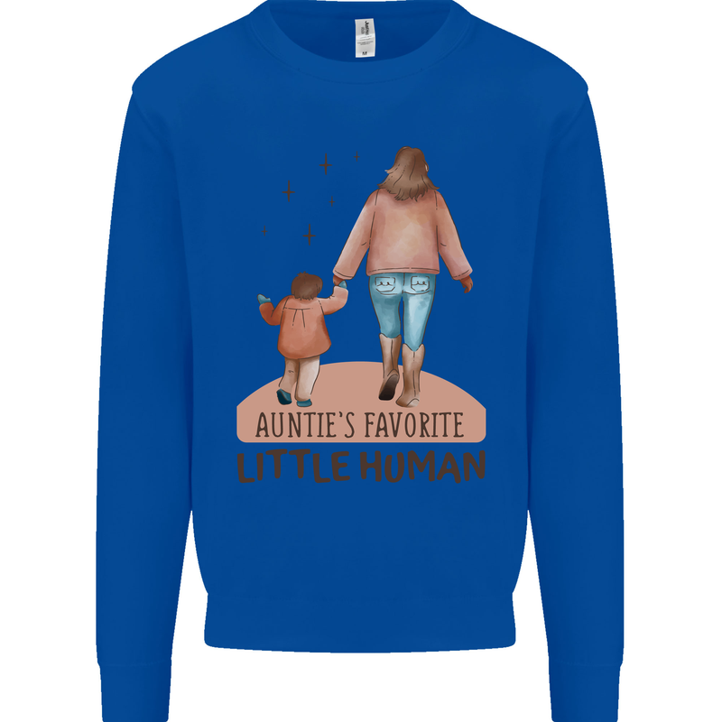 Aunties Favourite Human Funny Niece Nephew Kids Sweatshirt Jumper Royal Blue