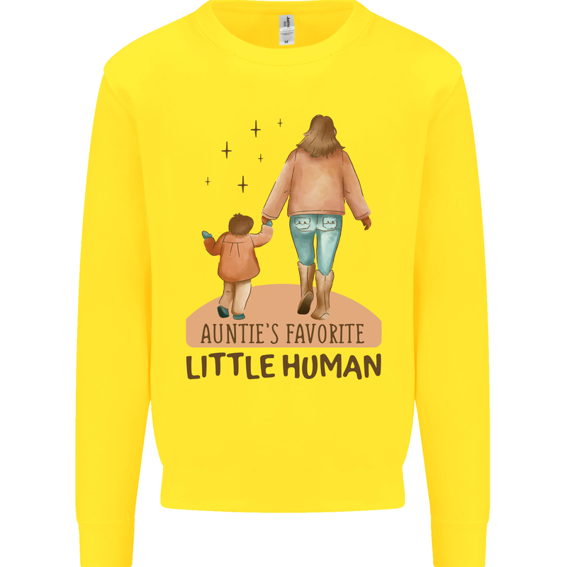 Aunties Favourite Human Funny Niece Nephew Kids Sweatshirt Jumper Yellow