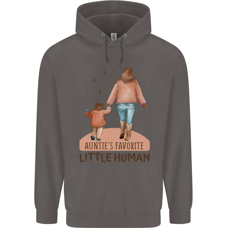 Aunties Favourite Human Funny Niece Nephew Mens 80% Cotton Hoodie Charcoal