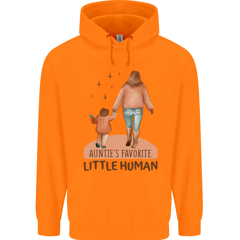 Aunties Favourite Human Funny Niece Nephew Mens 80% Cotton Hoodie Orange