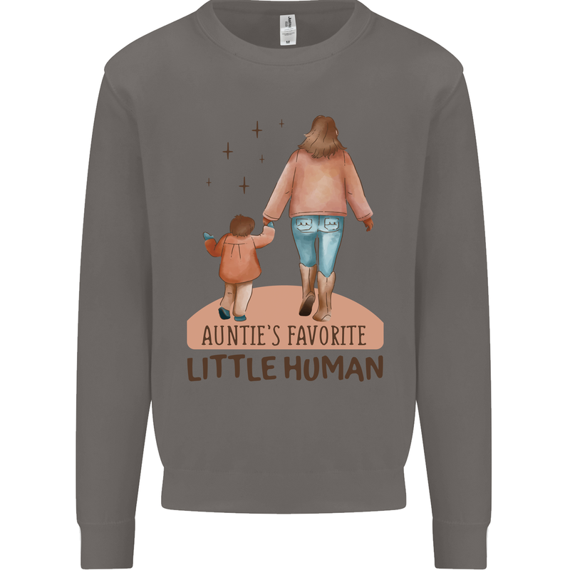 Aunties Favourite Human Funny Niece Nephew Mens Sweatshirt Jumper Charcoal
