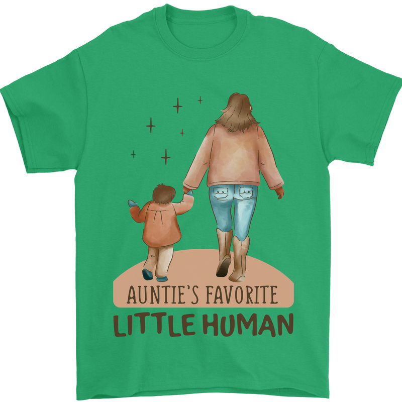 Aunties Favourite Human Funny Niece Nephew Mens T-Shirt 100% Cotton Irish Green