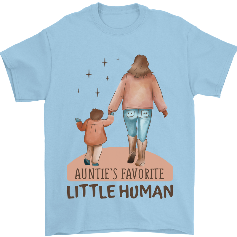 Aunties Favourite Human Funny Niece Nephew Mens T-Shirt 100% Cotton Light Blue