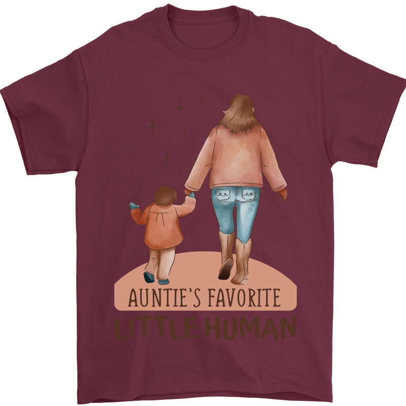 Aunties Favourite Human Funny Niece Nephew Mens T-Shirt 100% Cotton Maroon