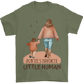 Aunties Favourite Human Funny Niece Nephew Mens T-Shirt 100% Cotton Military Green