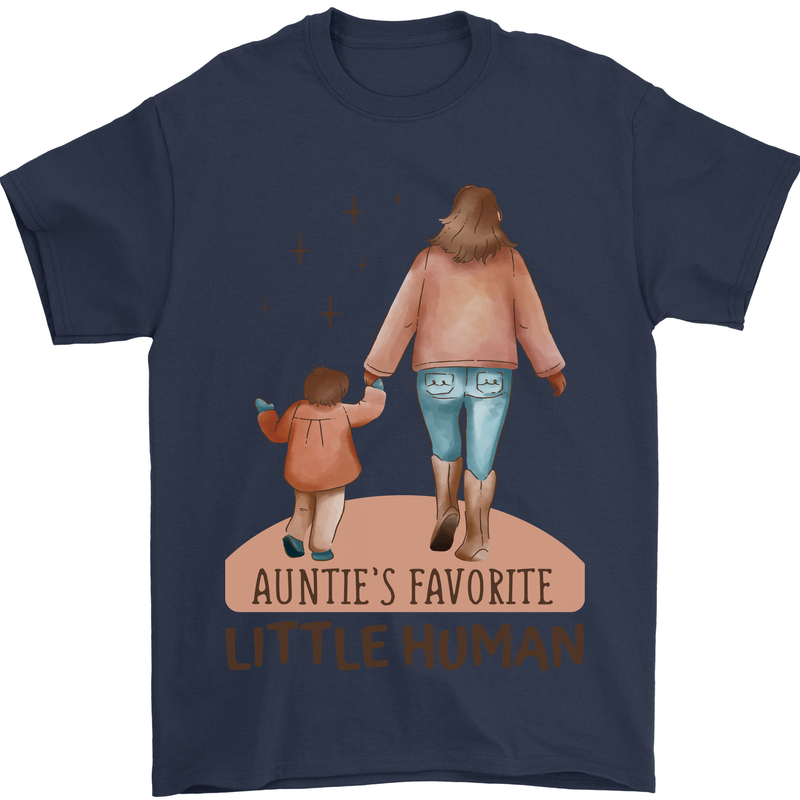 Aunties Favourite Human Funny Niece Nephew Mens T-Shirt 100% Cotton Navy Blue