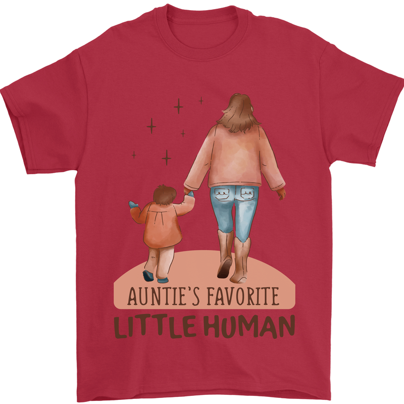 Aunties Favourite Human Funny Niece Nephew Mens T-Shirt 100% Cotton Red